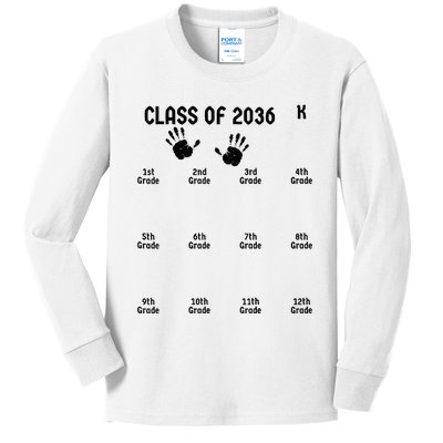 Class Of 2036 Grow With Me Kids Long Sleeve Shirt