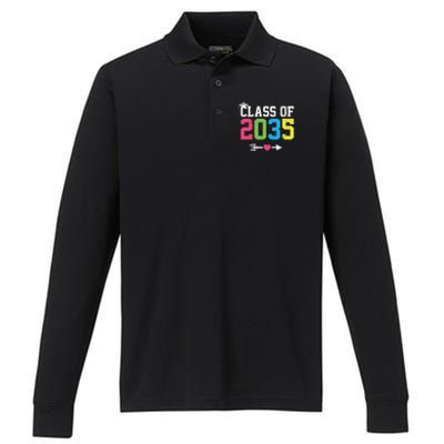 Class Of 2035 Grow With Me Graduation First Day Of School Performance Long Sleeve Polo