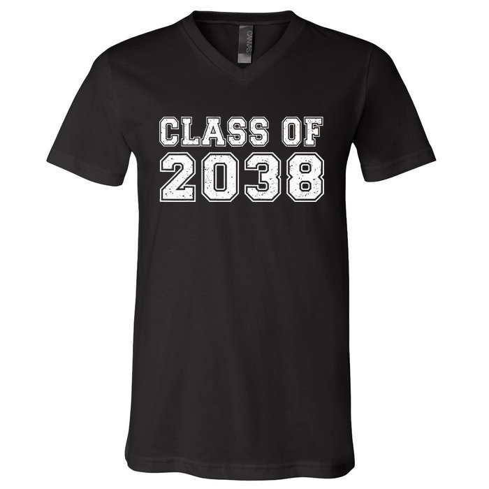 Class Of 2038 Grow With Me Graduates Kindergarten V-Neck T-Shirt