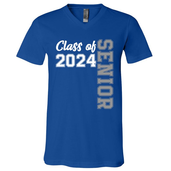 Class Of 2024 Senior 24 Meaningful Gift High School Graduation Party Gift V-Neck T-Shirt