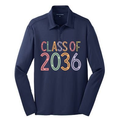 Class Of 2036 Grow With Me Graduation First Day Of School Silk Touch Performance Long Sleeve Polo