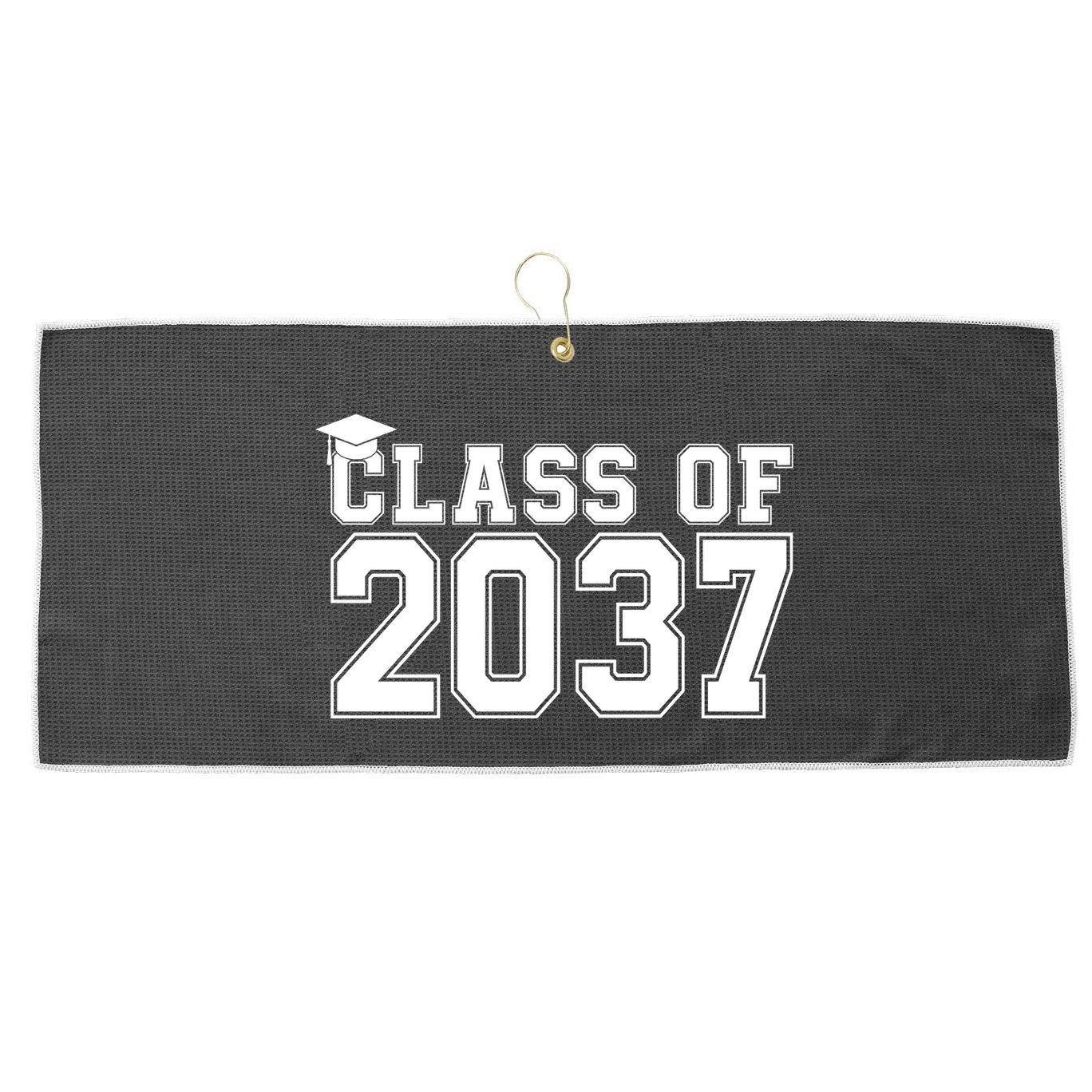 Class Of 2037 Graduation Large Microfiber Waffle Golf Towel