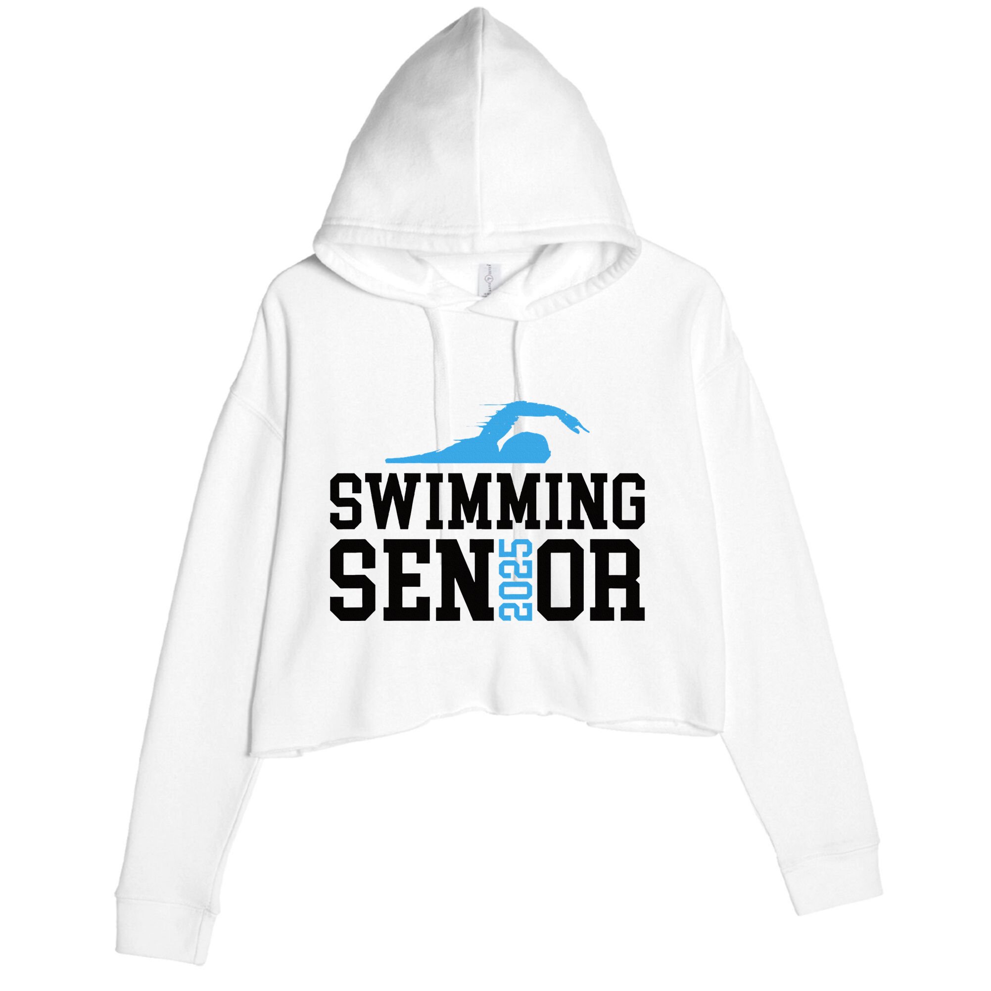 Class Of 2025 Swimming Senior Night Crop Fleece Hoodie