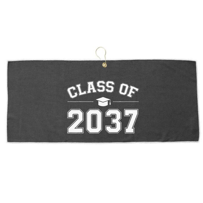 Class Of 2037 Grow With Me First Day Of School Graduation Large Microfiber Waffle Golf Towel