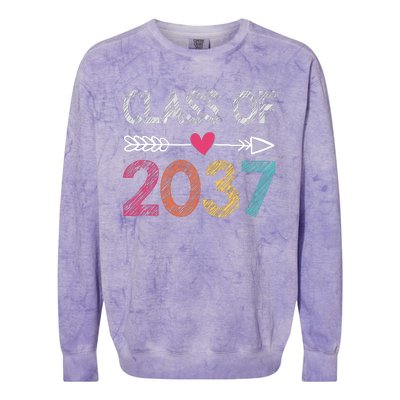 Class Of 2037 Kindergarten Pre K Grow With Me Graduation Colorblast Crewneck Sweatshirt