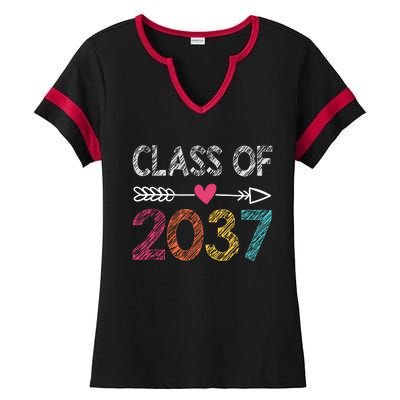 Class Of 2037 Kindergarten Pre K Grow With Me Graduation Ladies Halftime Notch Neck Tee