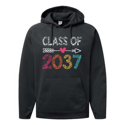 Class Of 2037 Kindergarten Pre K Grow With Me Graduation Performance Fleece Hoodie