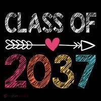 Class Of 2037 Kindergarten Pre K Grow With Me Graduation T-Shirt