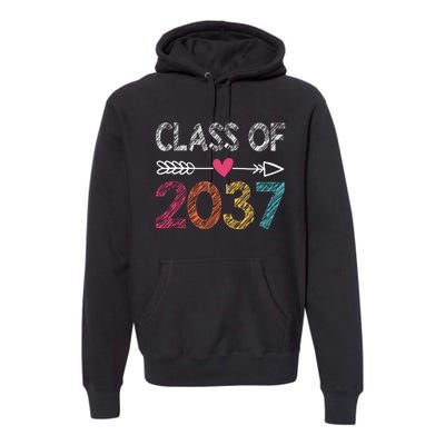 Class Of 2037 Kindergarten Pre K Grow With Me Graduation Premium Hoodie