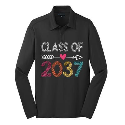 Class Of 2037 Kindergarten Pre K Grow With Me Graduation Silk Touch Performance Long Sleeve Polo