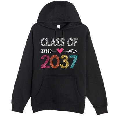 Class Of 2037 Kindergarten Pre K Grow With Me Graduation Premium Pullover Hoodie