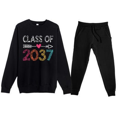 Class Of 2037 Kindergarten Pre K Grow With Me Graduation Premium Crewneck Sweatsuit Set