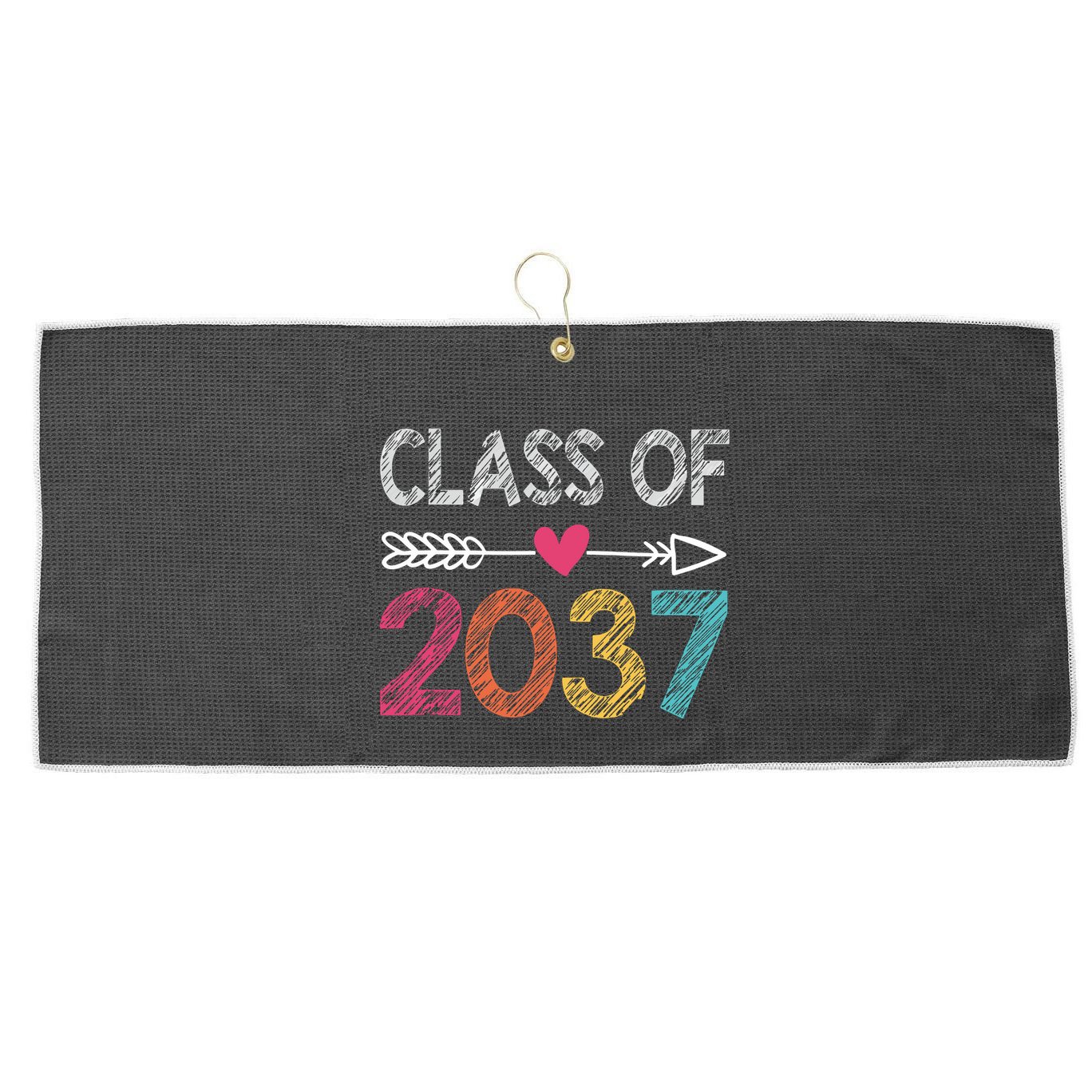Class Of 2037 Kindergarten Pre K Grow With Me Graduation Large Microfiber Waffle Golf Towel