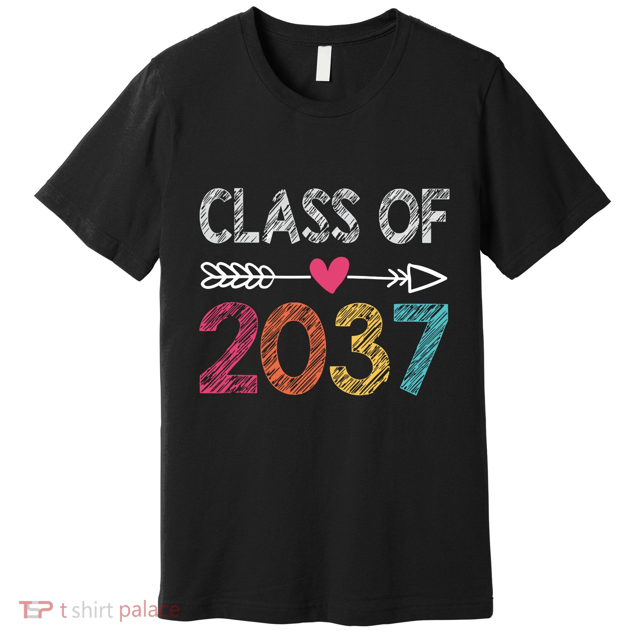 Class Of 2037 Kindergarten Pre K Grow With Me Graduation Premium T-Shirt