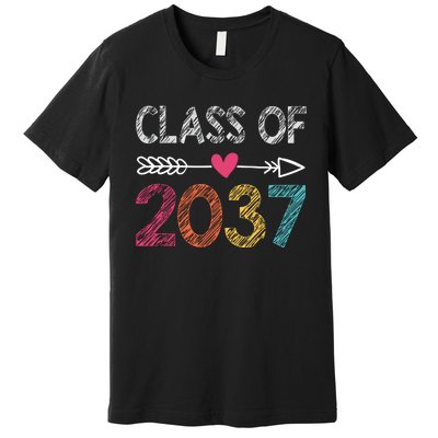 Class Of 2037 Kindergarten Pre K Grow With Me Graduation Premium T-Shirt