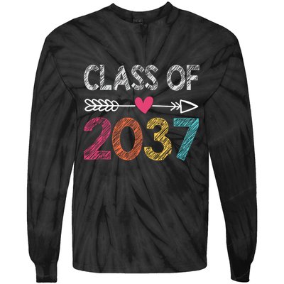 Class Of 2037 Kindergarten Pre K Grow With Me Graduation Tie-Dye Long Sleeve Shirt