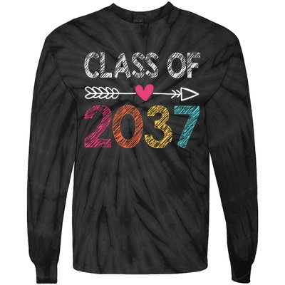 Class Of 2037 Kindergarten Pre K Grow With Me Graduation Tie-Dye Long Sleeve Shirt