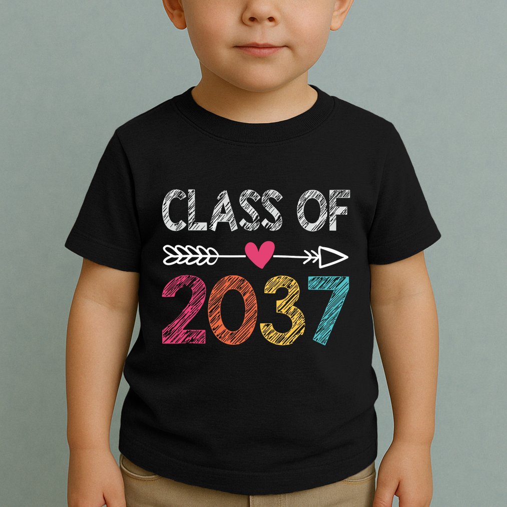 Class Of 2037 Kindergarten Pre K Grow With Me Graduation Toddler T-Shirt