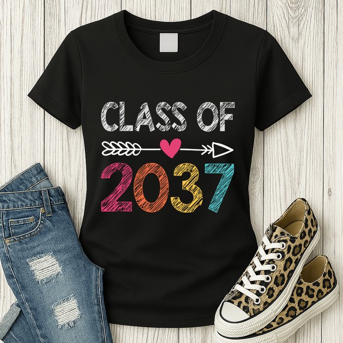 Class Of 2037 Kindergarten Pre K Grow With Me Graduation Womens T-Shirt