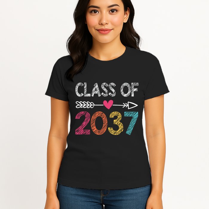 Class Of 2037 Kindergarten Pre K Grow With Me Graduation Womens T-Shirt
