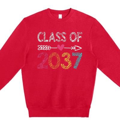 Class Of 2037 Kindergarten Pre K Grow With Me Graduation Premium Crewneck Sweatshirt