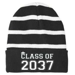 Class Of 2037 Pre K Grow With Me Graduation Striped Beanie with Solid Band