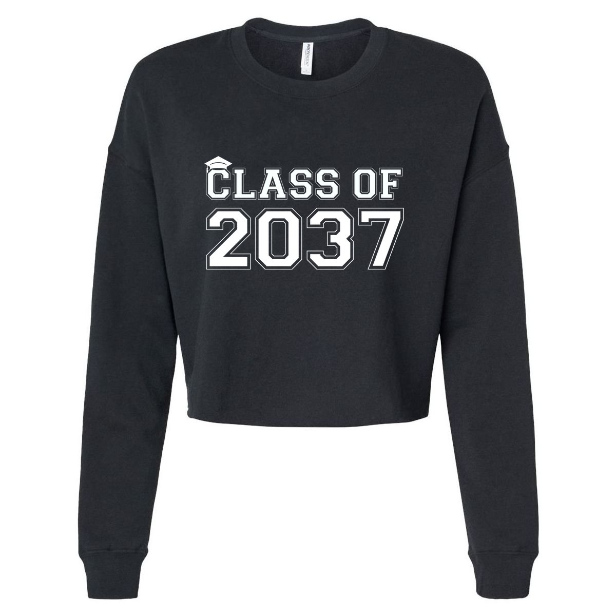 Class Of 2037 Pre K Grow With Me Graduation Cropped Pullover Crew