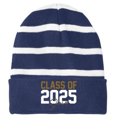 Class Of 2025 Senior Graduation Striped Beanie with Solid Band