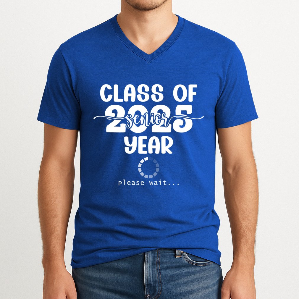 Class Of 2025 Senior Year Loading Funny Senior 2025 Cool Gift V-Neck T-Shirt