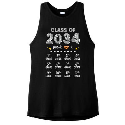 Class Of 2034 Graduates From Kindergarten To Graduation Day Gift Ladies PosiCharge Tri-Blend Wicking Tank