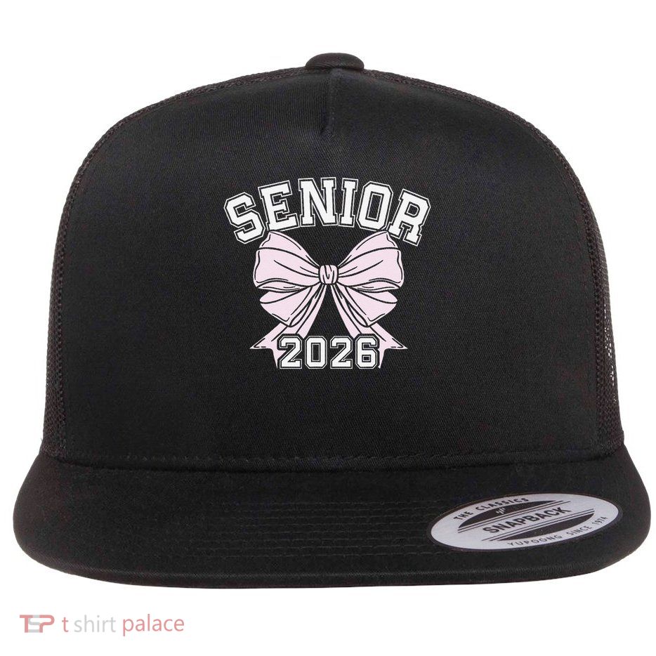 Class Of 2026 Senior Coquette Bow Aesthetic Flat Bill Trucker Hat