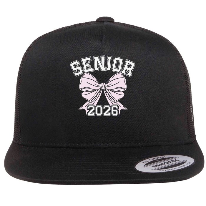 Class Of 2026 Senior Coquette Bow Aesthetic Flat Bill Trucker Hat