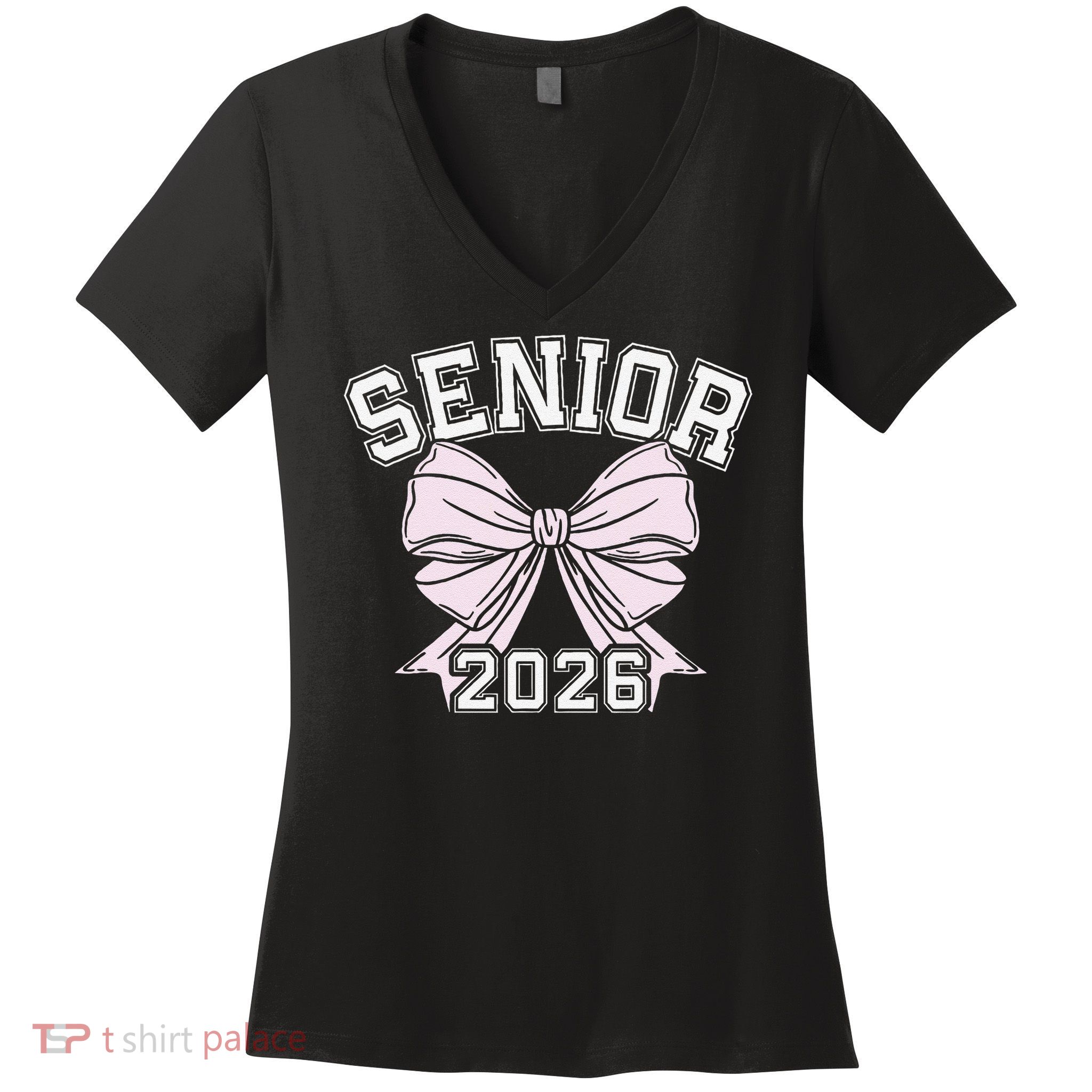 Class Of 2026 Senior Coquette Bow Aesthetic Women's V-Neck T-Shirt