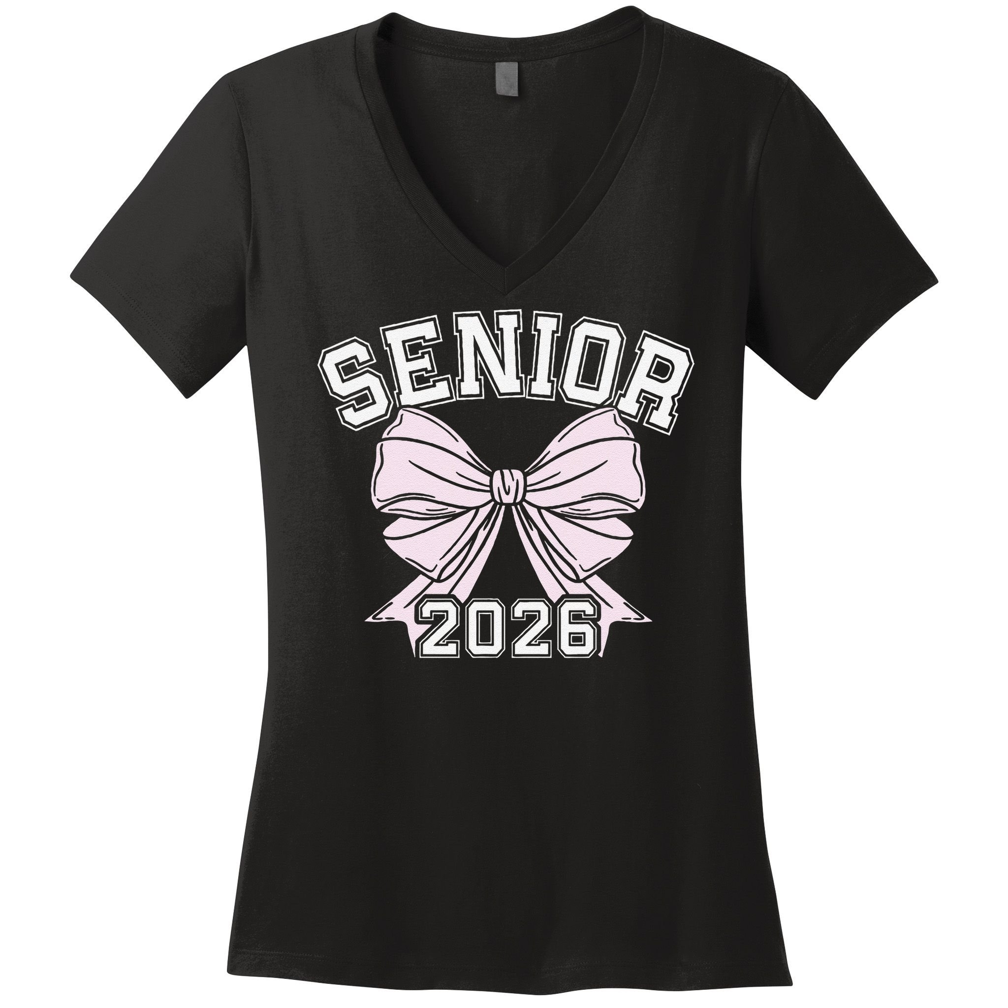 Class Of 2026 Senior Coquette Bow Aesthetic Women's V-Neck T-Shirt