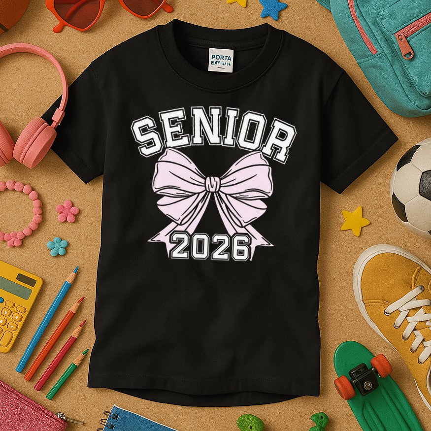 Class Of 2026 Senior Coquette Bow Aesthetic Kids T-Shirt