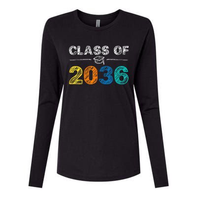 Class of 2036 Grow With Me First Day of School Graduation Womens Cotton Relaxed Long Sleeve T-Shirt