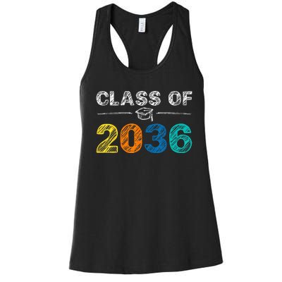 Class of 2036 Grow With Me First Day of School Graduation Women's Racerback Tank