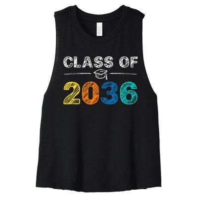 Class of 2036 Grow With Me First Day of School Graduation Women's Racerback Cropped Tank