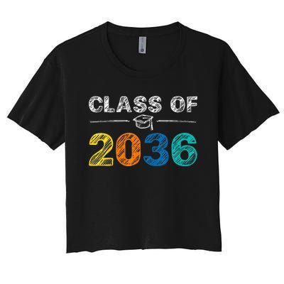 Class of 2036 Grow With Me First Day of School Graduation Women's Crop Top Tee