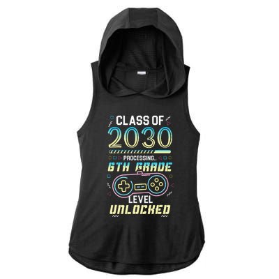 Class Of 2030 Gaming 6th Grade Level Unlocked Back To School Ladies PosiCharge Tri-Blend Wicking Draft Hoodie Tank