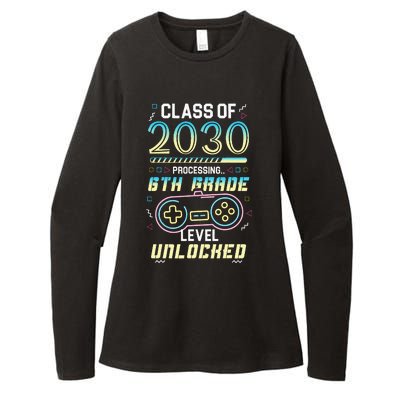 Class Of 2030 Gaming 6th Grade Level Unlocked Back To School Womens CVC Long Sleeve Shirt