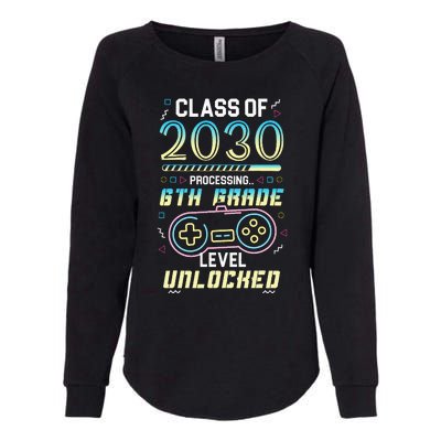 Class Of 2030 Gaming 6th Grade Level Unlocked Back To School Womens California Wash Sweatshirt