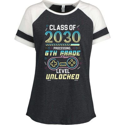 Class Of 2030 Gaming 6th Grade Level Unlocked Back To School Enza Ladies Jersey Colorblock Tee