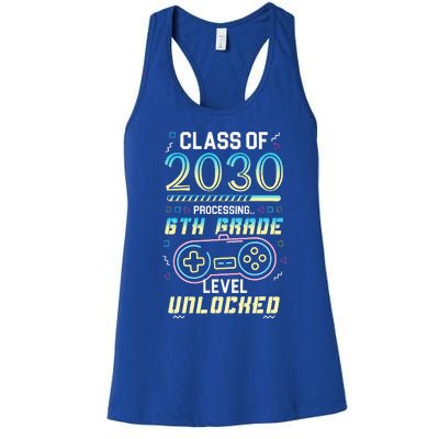 Class Of 2030 Gaming 6th Grade Level Unlocked Back To School Women's Racerback Tank