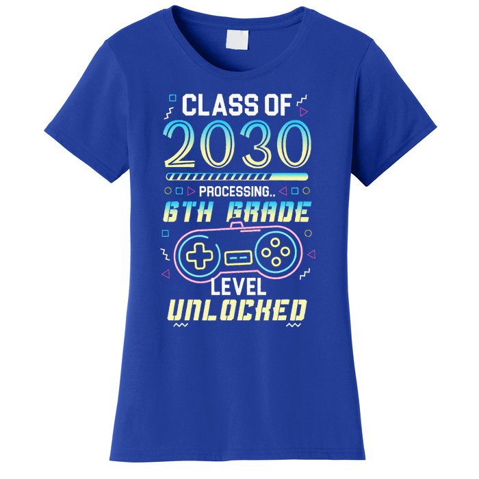 Class Of 2030 Gaming 6th Grade Level Unlocked Back To School Women's T-Shirt