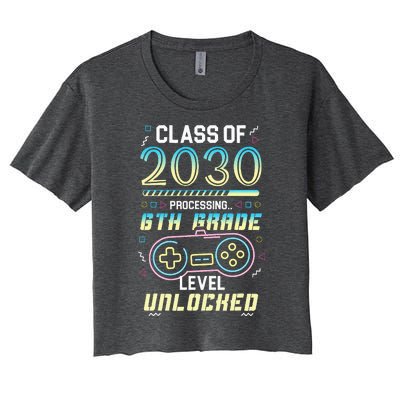 Class Of 2030 Gaming 6th Grade Level Unlocked Back To School Women's Crop Top Tee