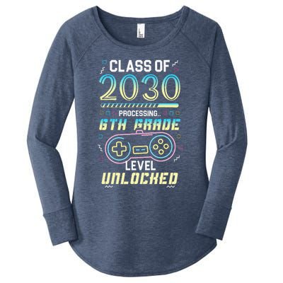 Class Of 2030 Gaming 6th Grade Level Unlocked Back To School Women's Perfect Tri Tunic Long Sleeve Shirt