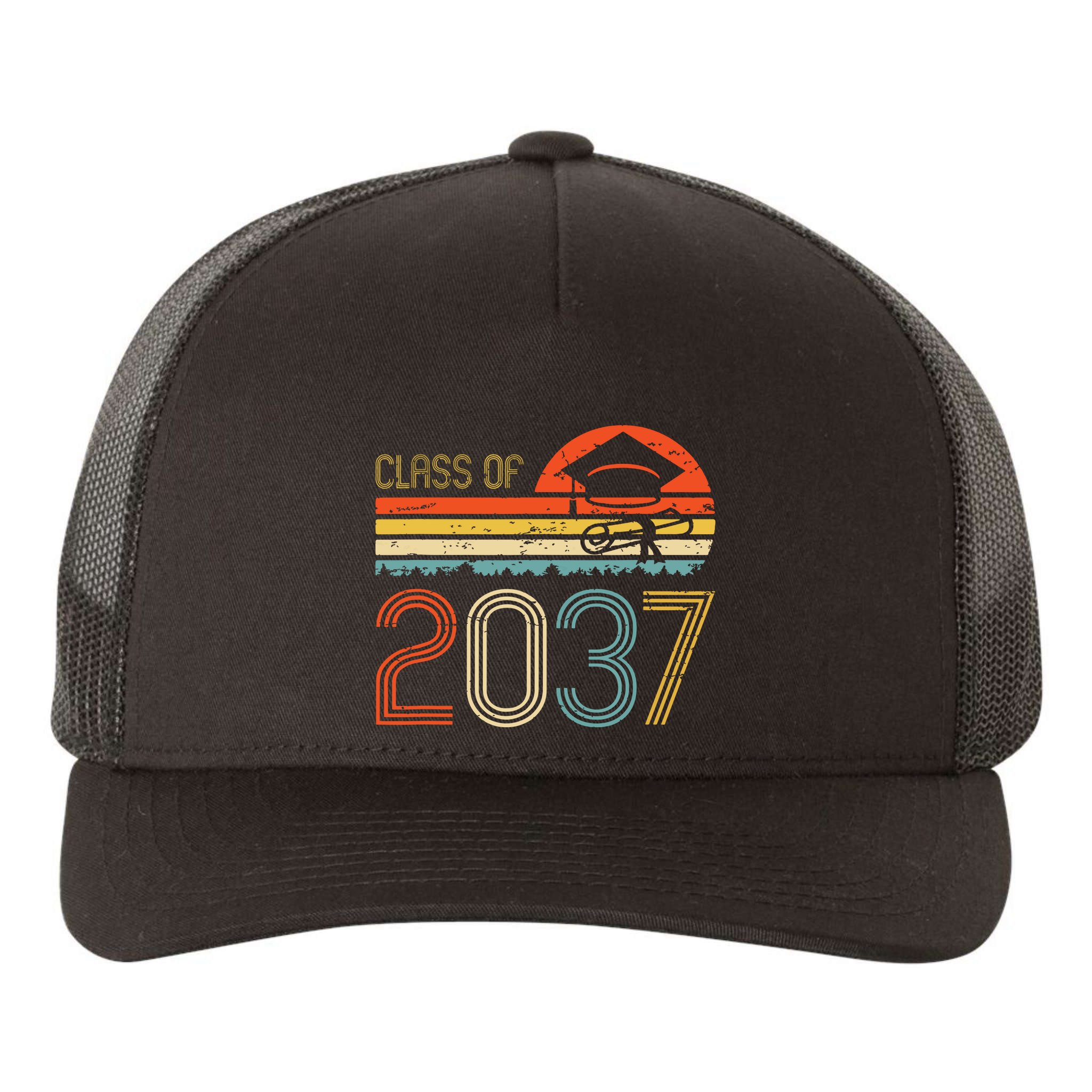 Class Of 2037 Grow With Me Prek Graduate Vintage Retro Yupoong Adult 5-Panel Trucker Hat