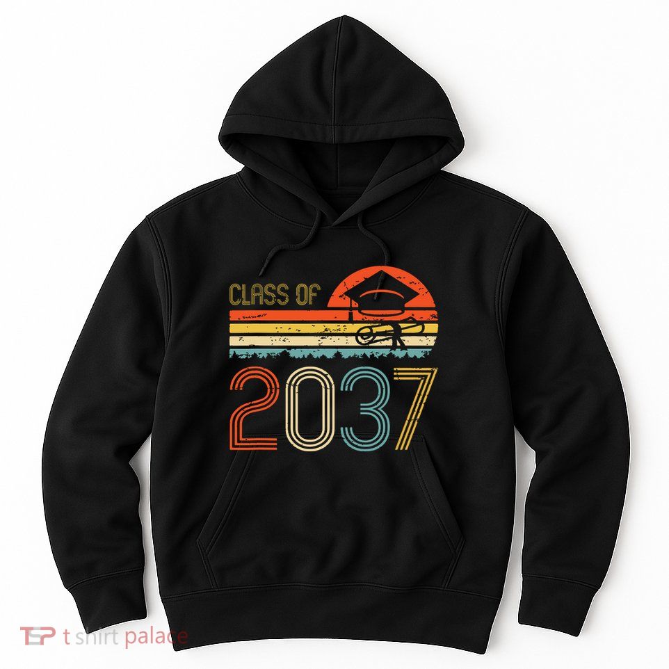 Class Of 2037 Grow With Me Prek Graduate Vintage Retro Hoodie