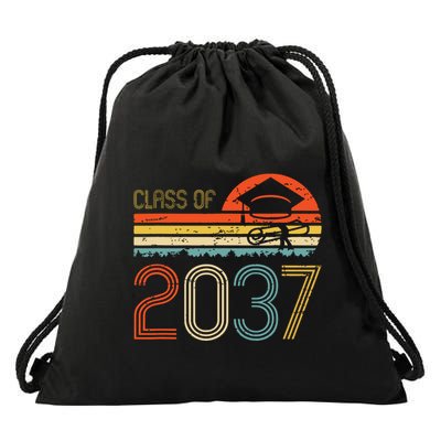 Class Of 2037 Grow With Me Prek Graduate Vintage Retro Drawstring Bag